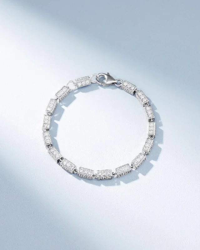 Block-Chain Full Pave Diamond Thick Bracelet